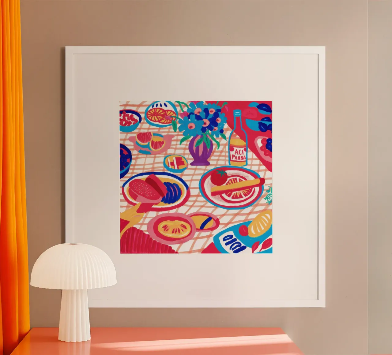 Diffusione astratta del picnic poster con telaio in legno da Frame Aura