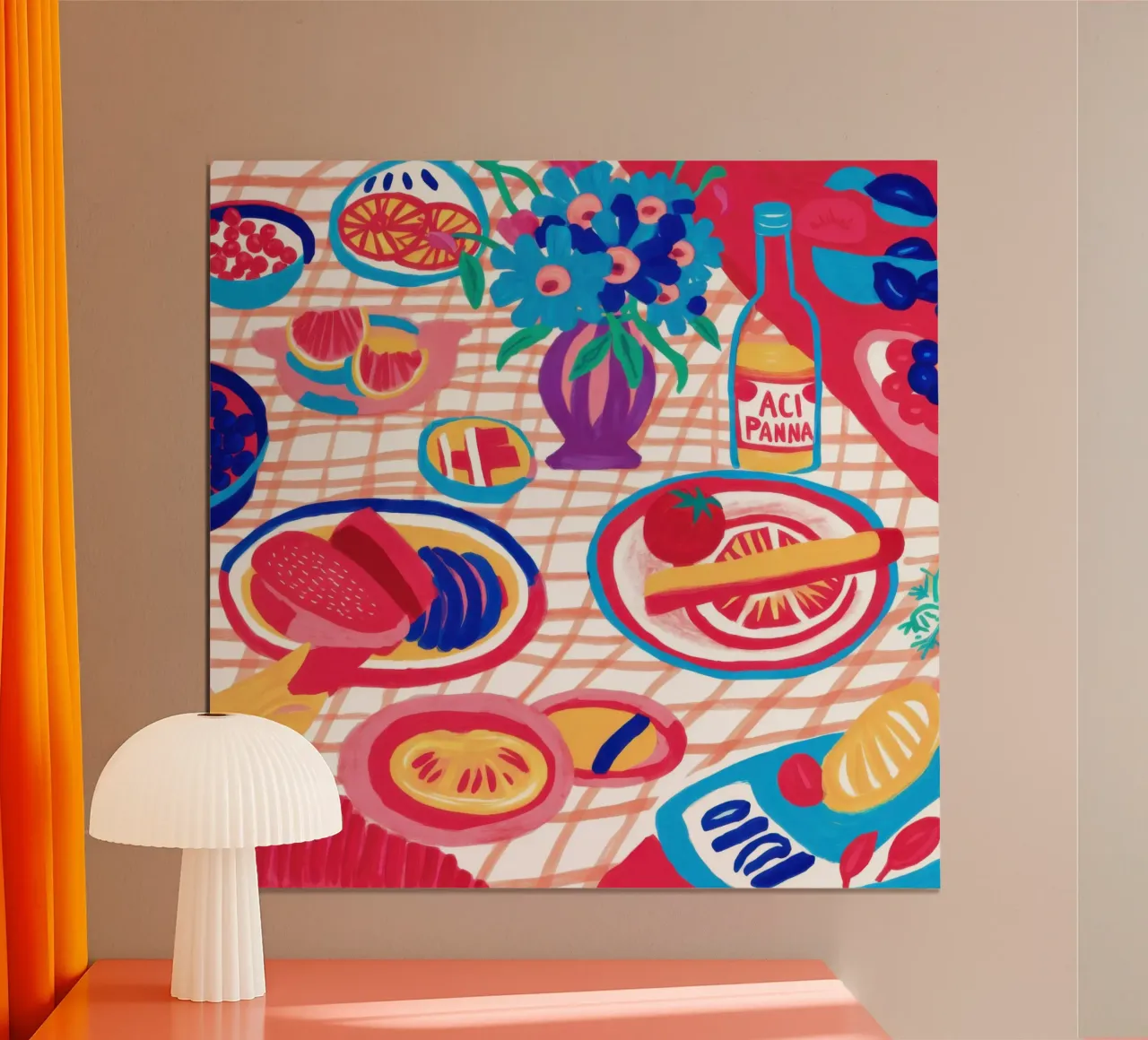 Diffusione astratta del picnic poster con telaio in legno da Frame Aura