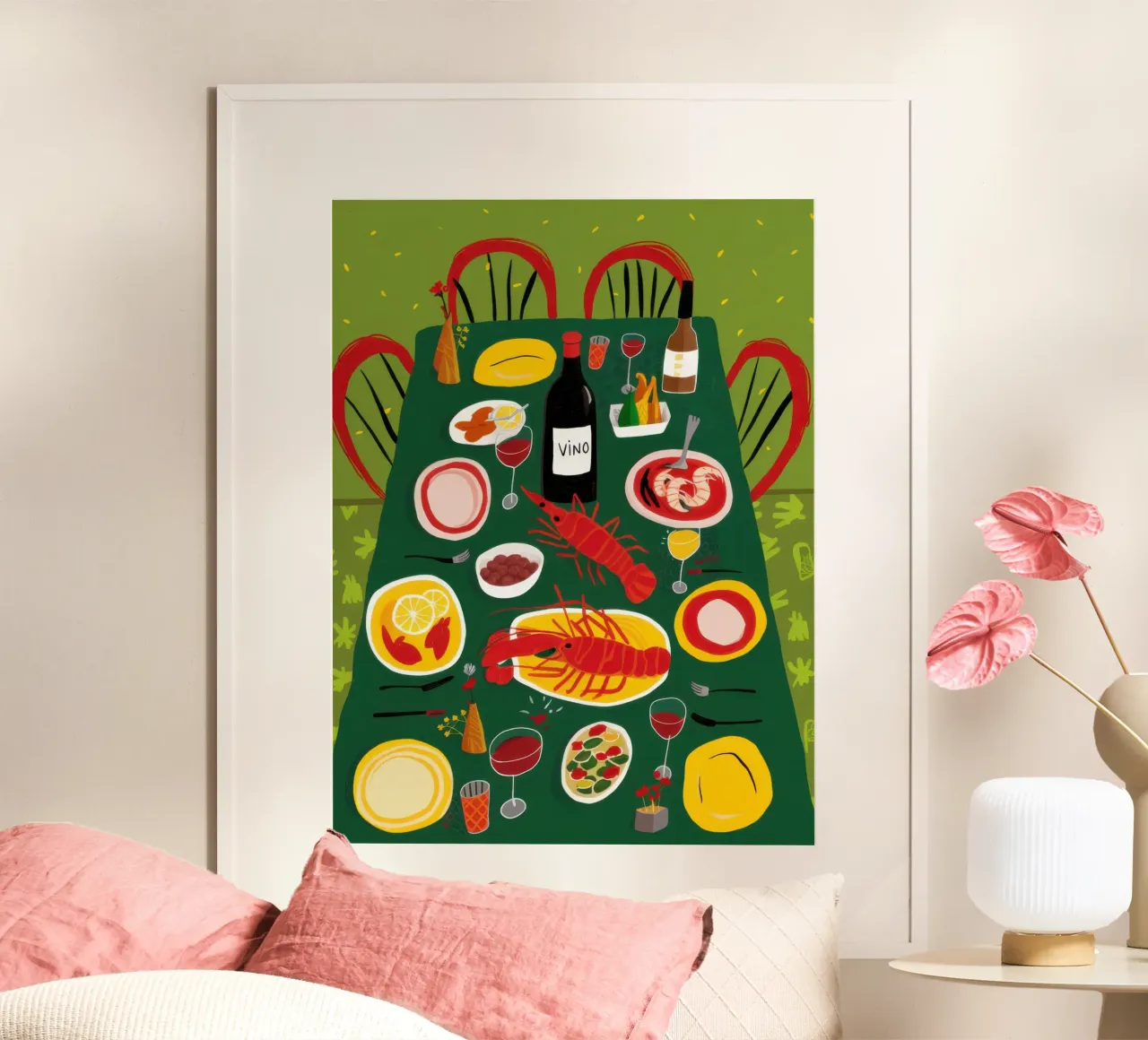 Cena abbondantemente distribuita poster con telaio in legno da Enter Bloom