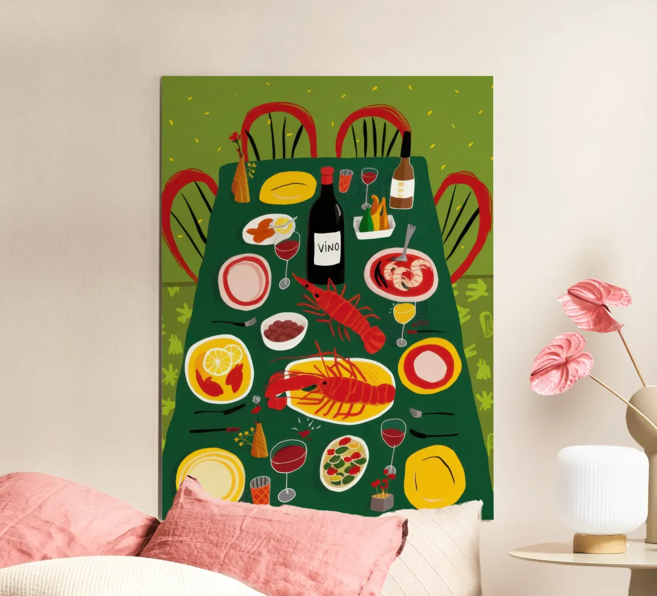 Cena abbondantemente distribuita poster con telaio in legno da Enter Bloom