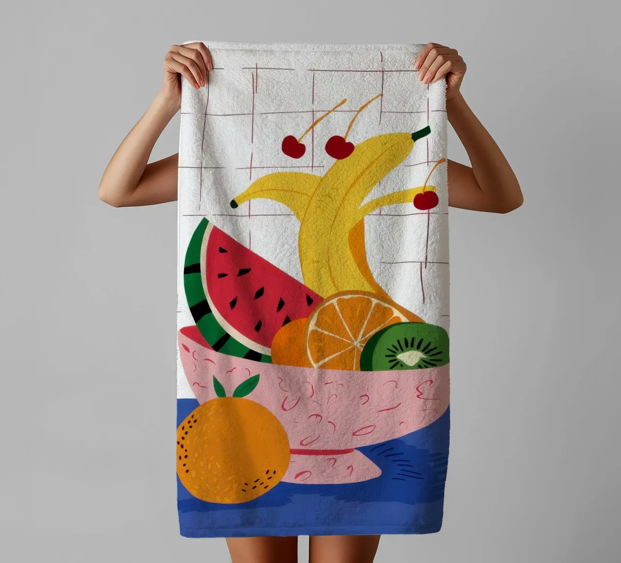 Cornucopia con ciotola di frutta asciugamano da bagno da Frame Aura