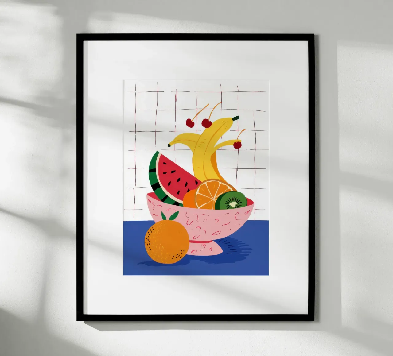 Cornucopia con ciotola di frutta poster con telaio in alluminio da Frame Aura