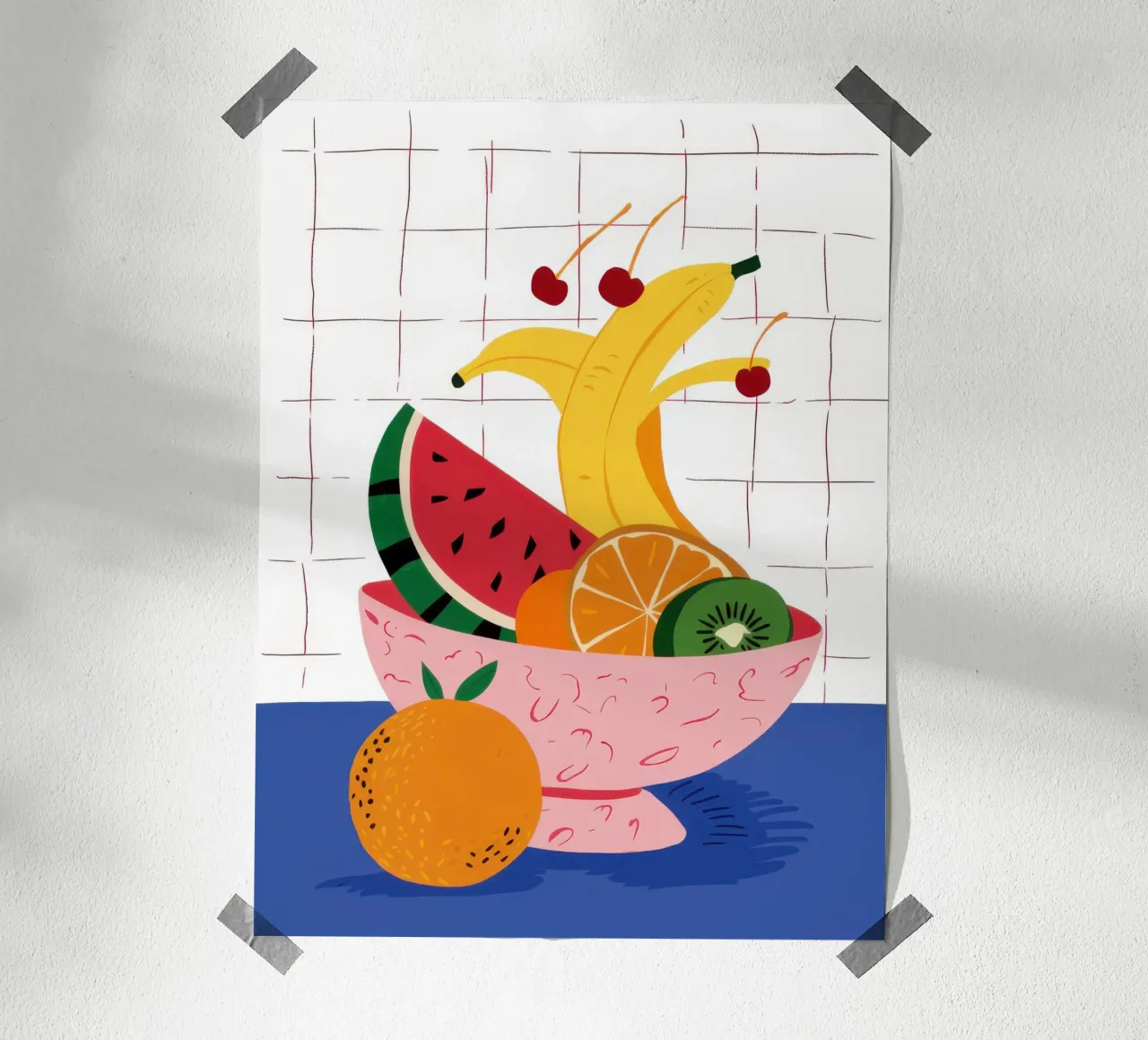Cornucopia con ciotola di frutta poster con telaio in alluminio da Frame Aura