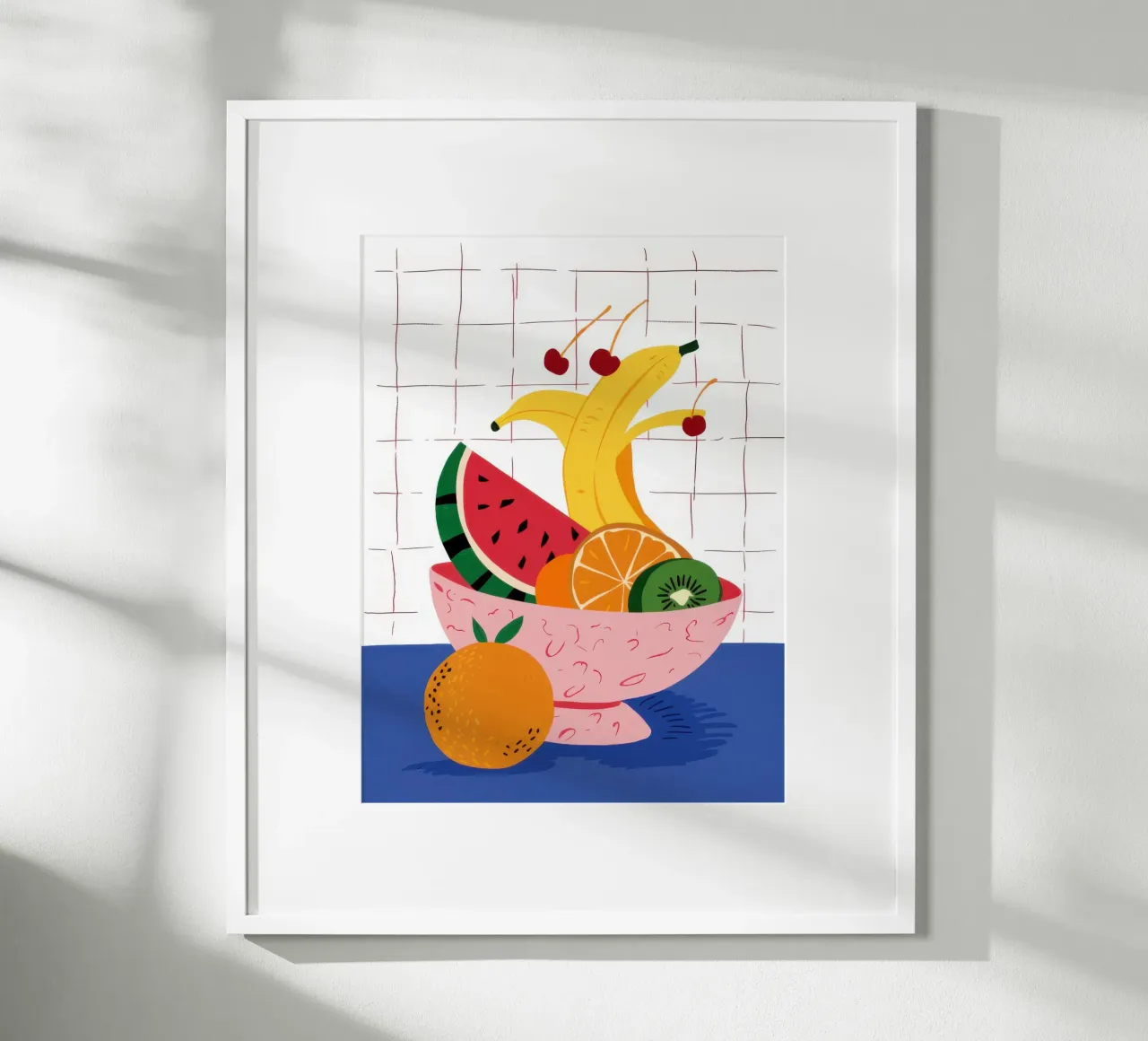 Cornucopia con ciotola di frutta poster con telaio in alluminio da Frame Aura