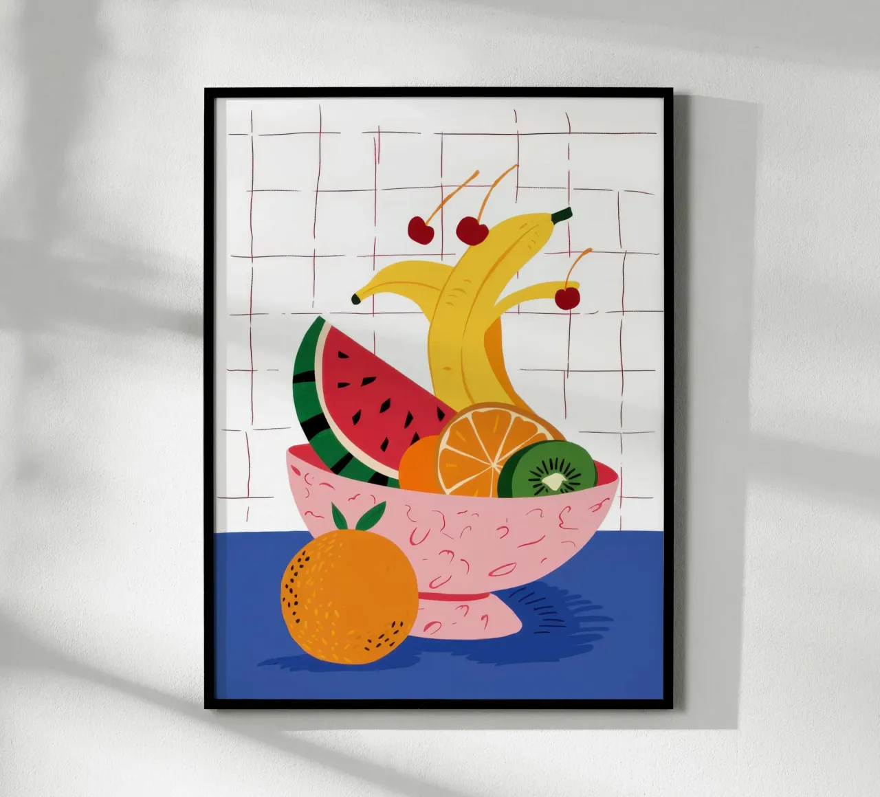 Cornucopia con ciotola di frutta poster con telaio in alluminio da Frame Aura