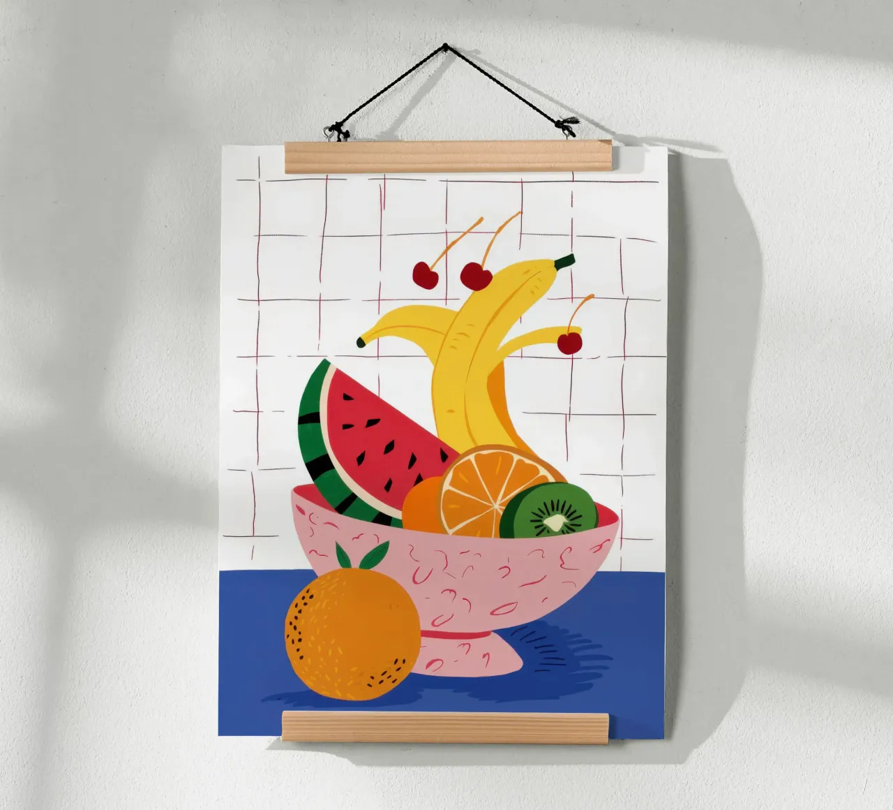 Cornucopia con ciotola di frutta poster con telaio in alluminio da Frame Aura