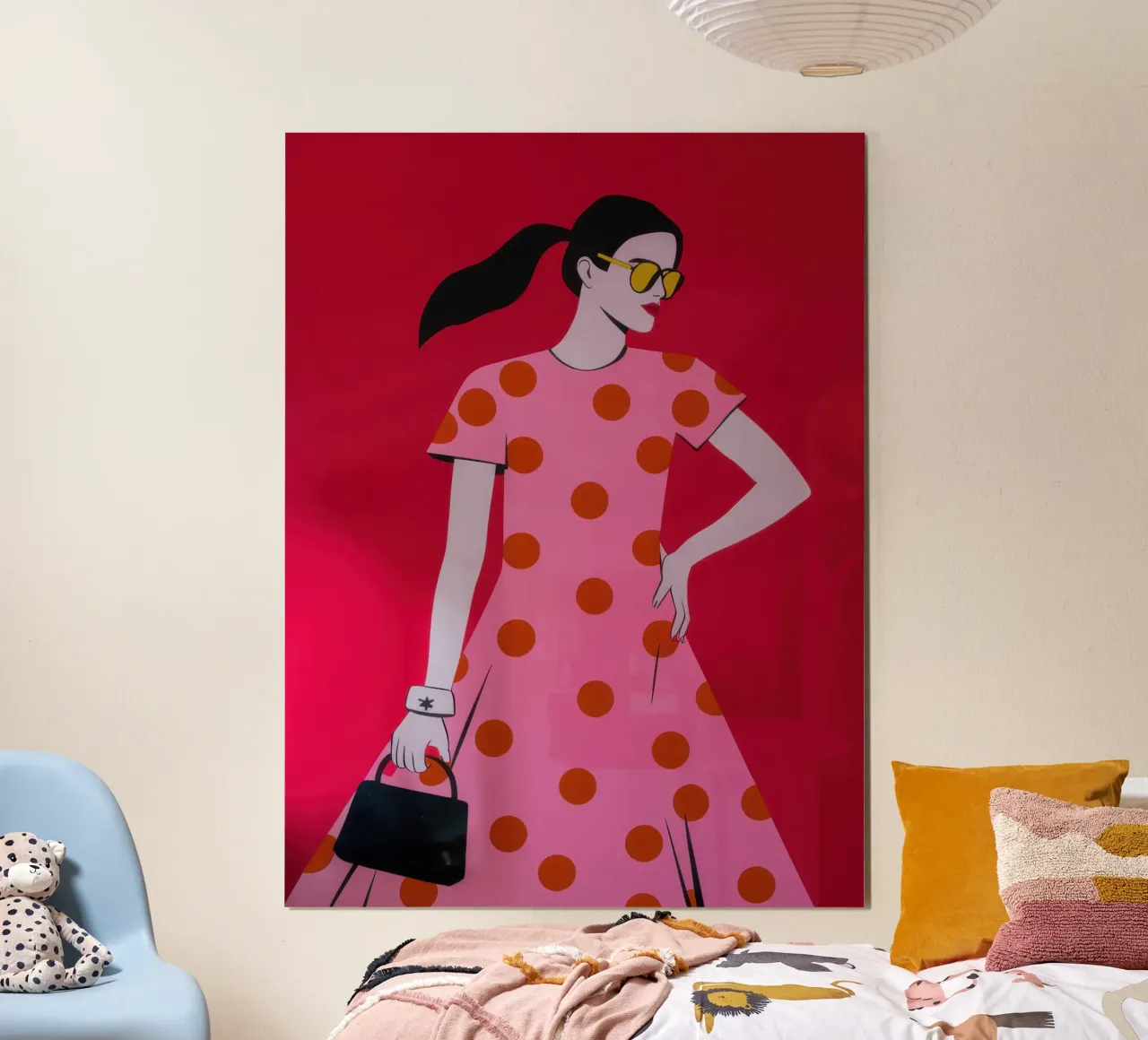 Diva a pois fucsia poster con telaio in plastica da Enter Bloom