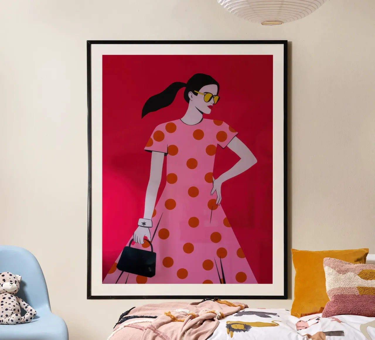 Diva a pois fucsia poster con telaio in plastica da Enter Bloom