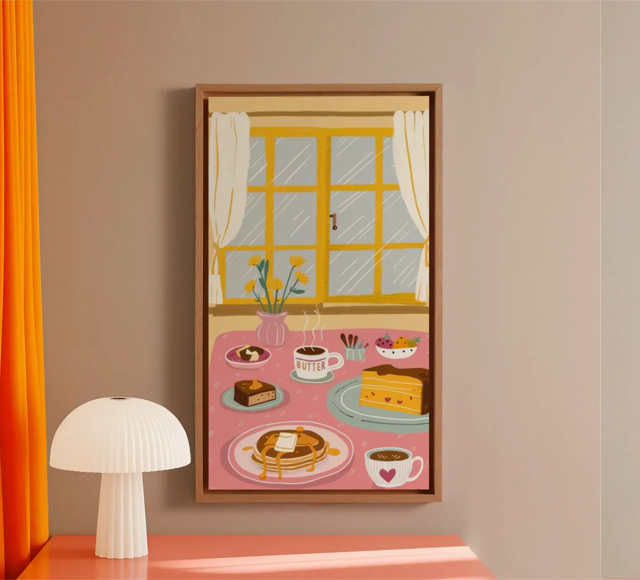 Window Breakfast Serenity canvas with Floater frame by Frame Aura