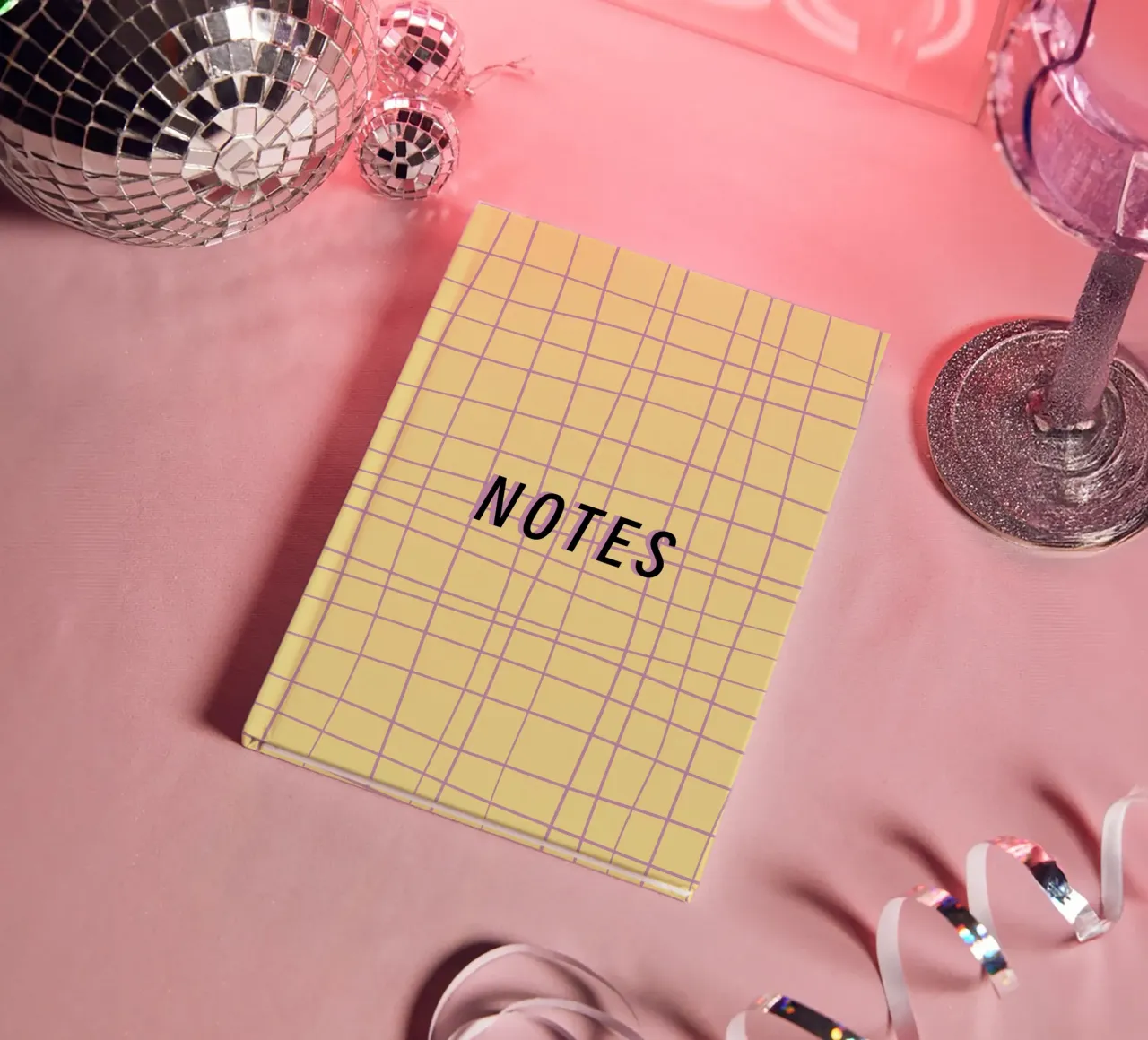 NOTES pink & yellow notebook by Mandarin Art