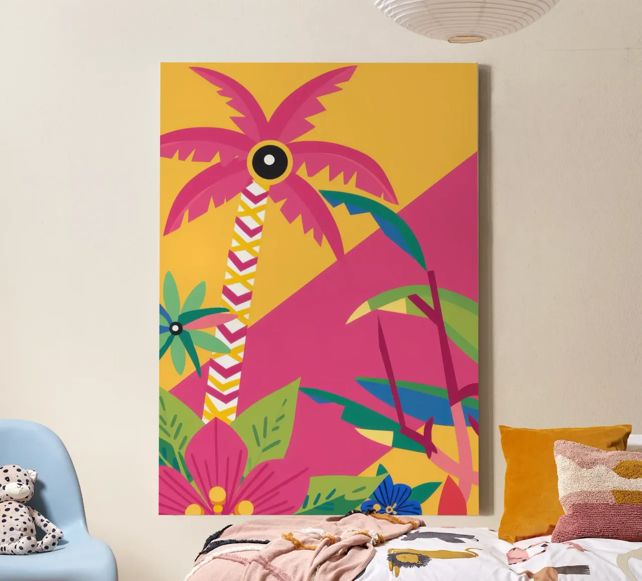 Tropical Toucan Totem canvas with Floater frame by Frame Aura