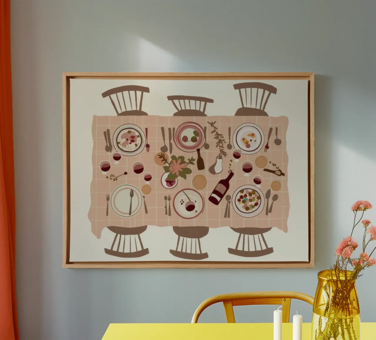 Tavolo da pranzo festivo tela con Cornice a cassetta da Frame Aura