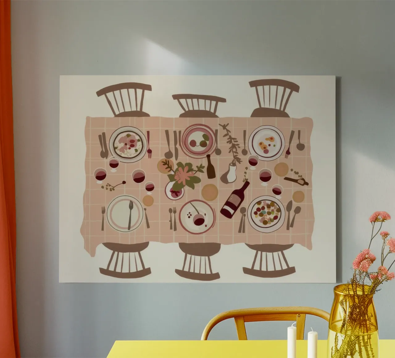 Tavolo da pranzo festivo tela con Cornice a cassetta da Frame Aura