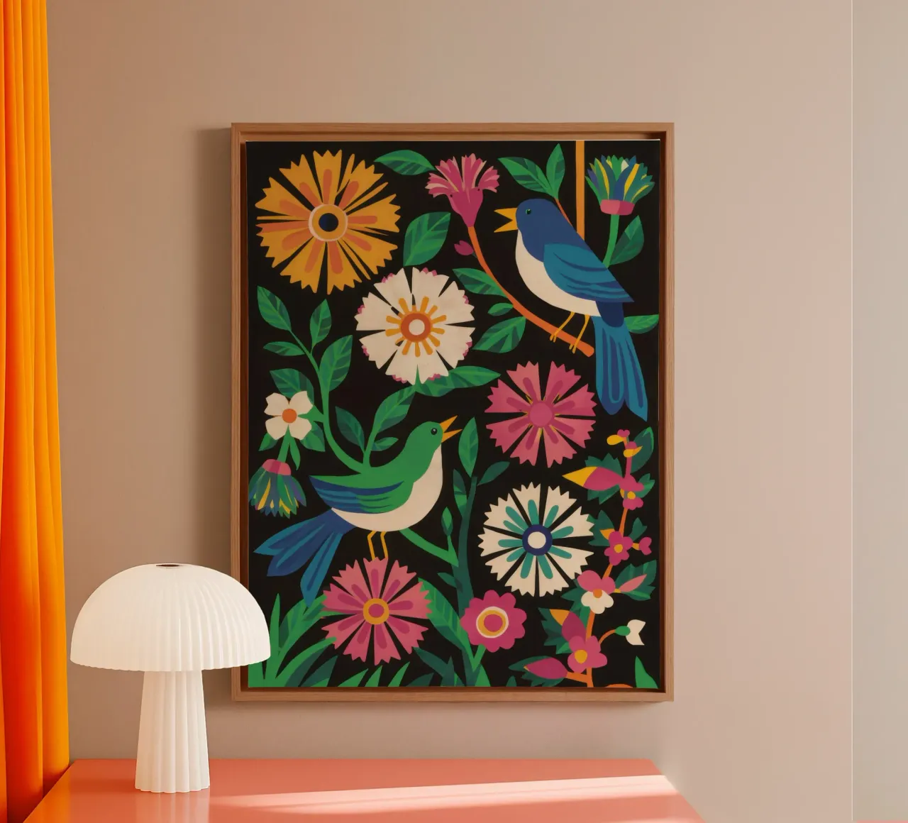 Volkse Volièretuin canvas met Baklijst van Orchid Patina