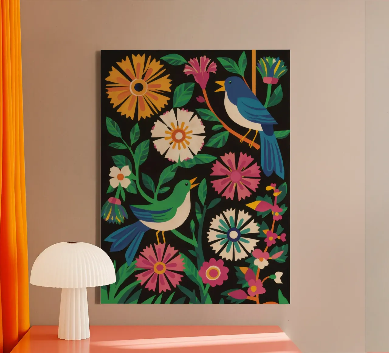 Volkse Volièretuin canvas met Baklijst van Orchid Patina