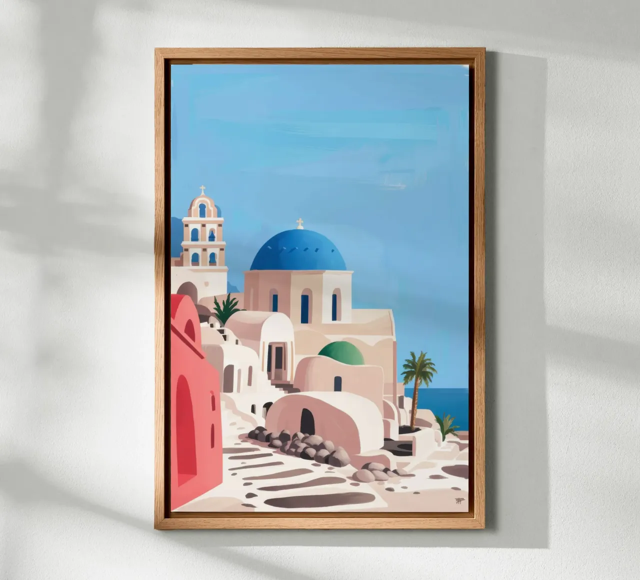 Cappella sul mare di Santorini tela con Cornice a cassetta da Sure Paint