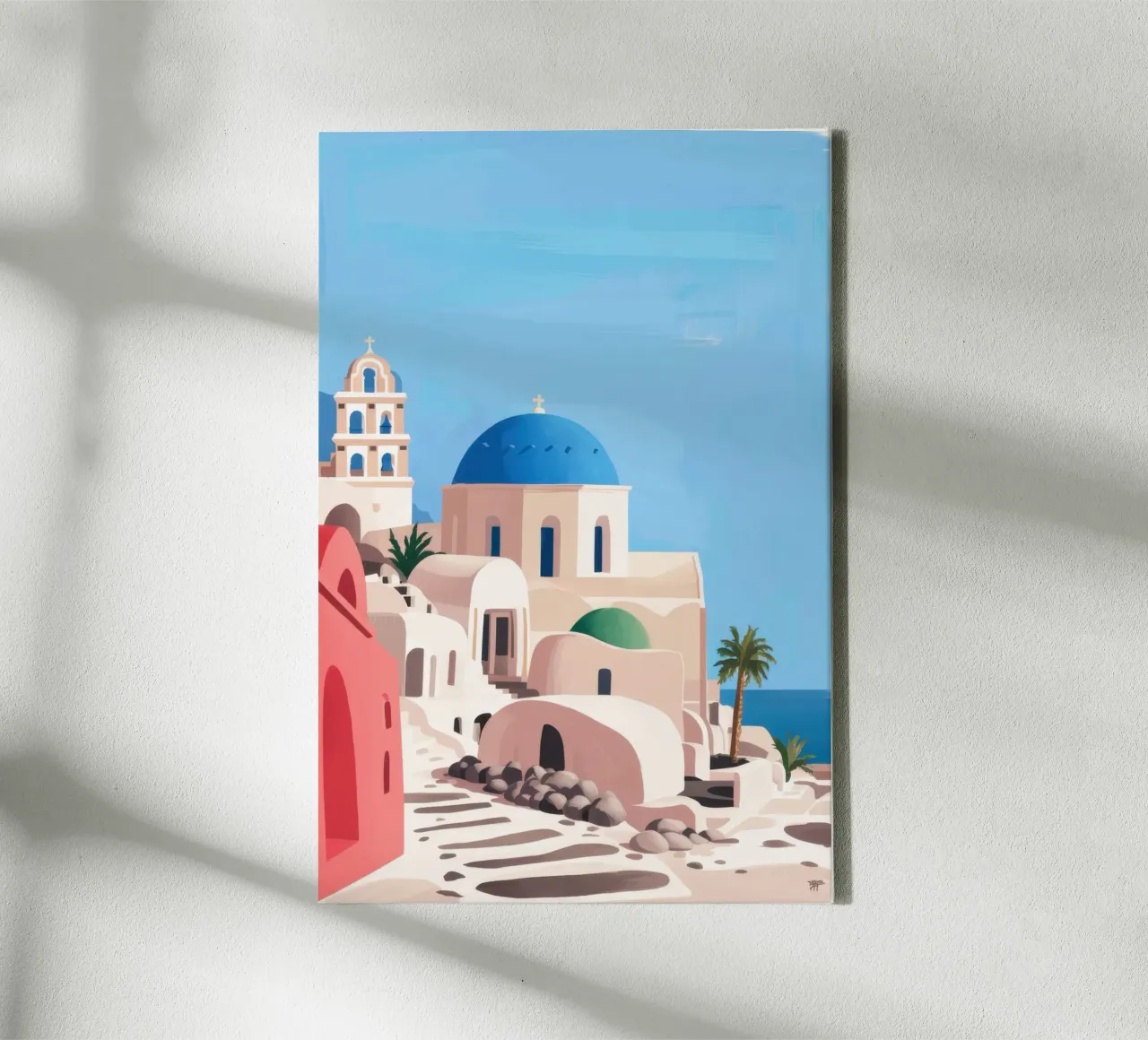 Cappella sul mare di Santorini tela con Cornice a cassetta da Sure Paint