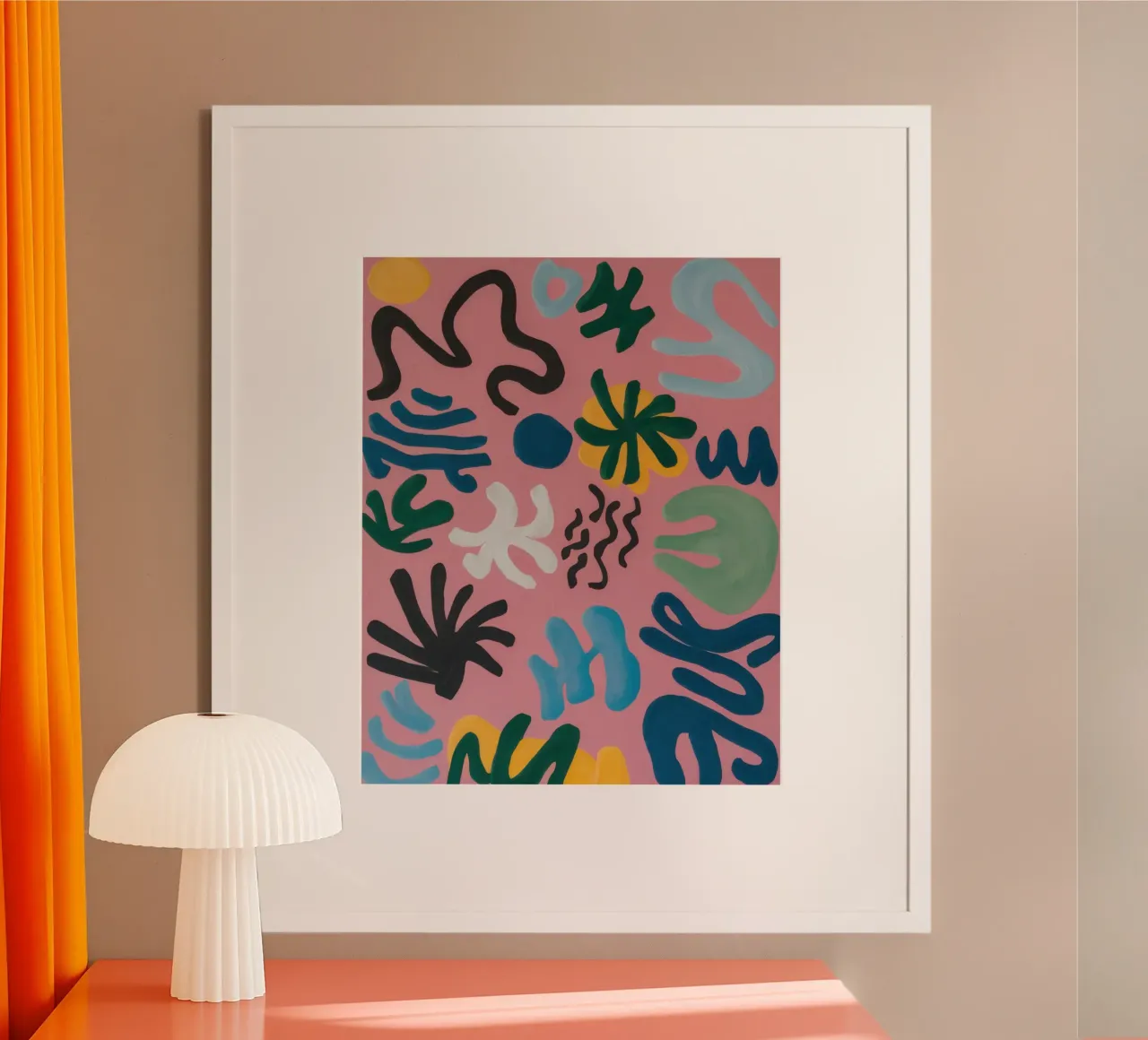 Medley di forme giocose poster con telaio in legno da Enter Bloom