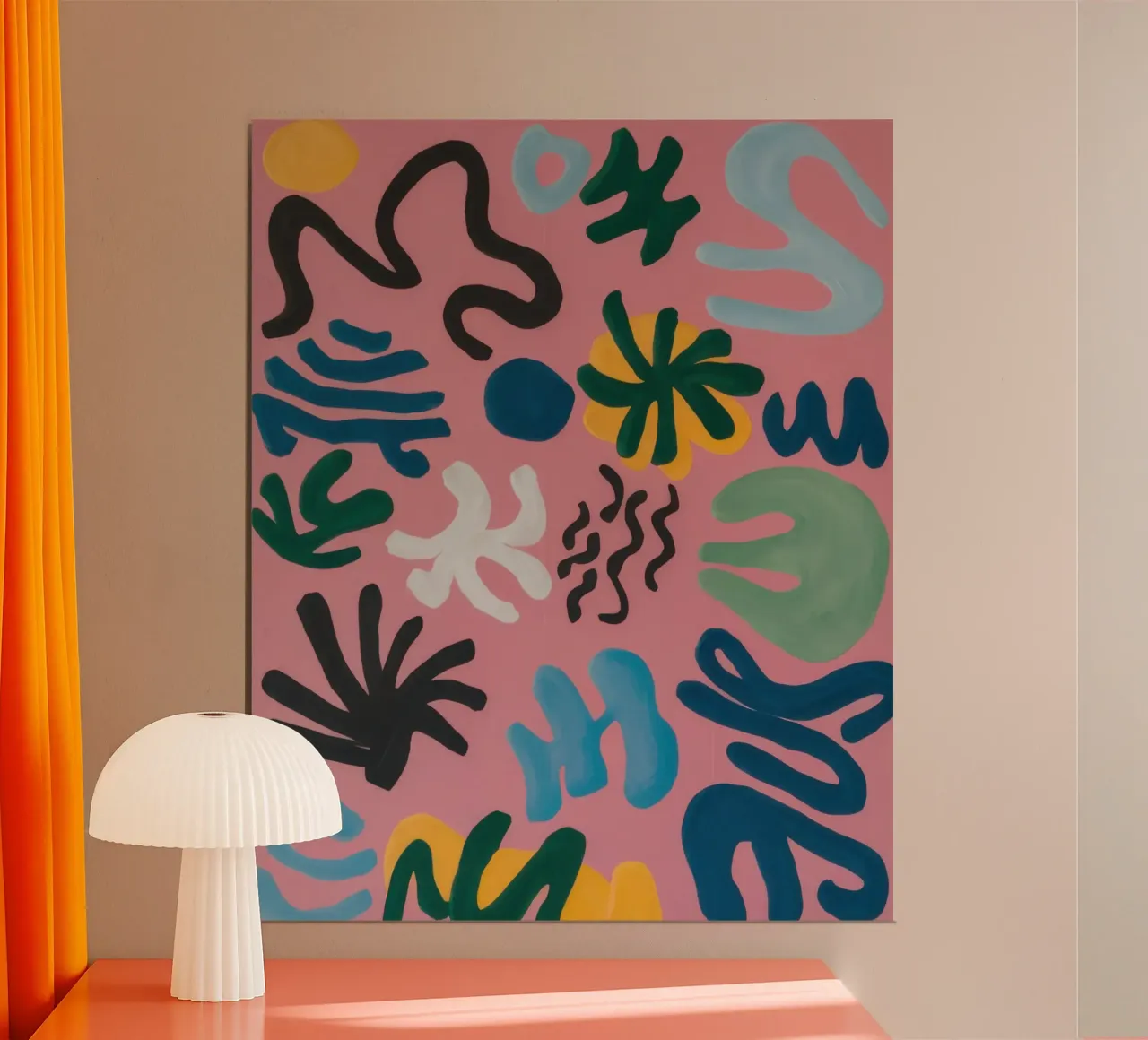 Medley di forme giocose poster con telaio in legno da Enter Bloom