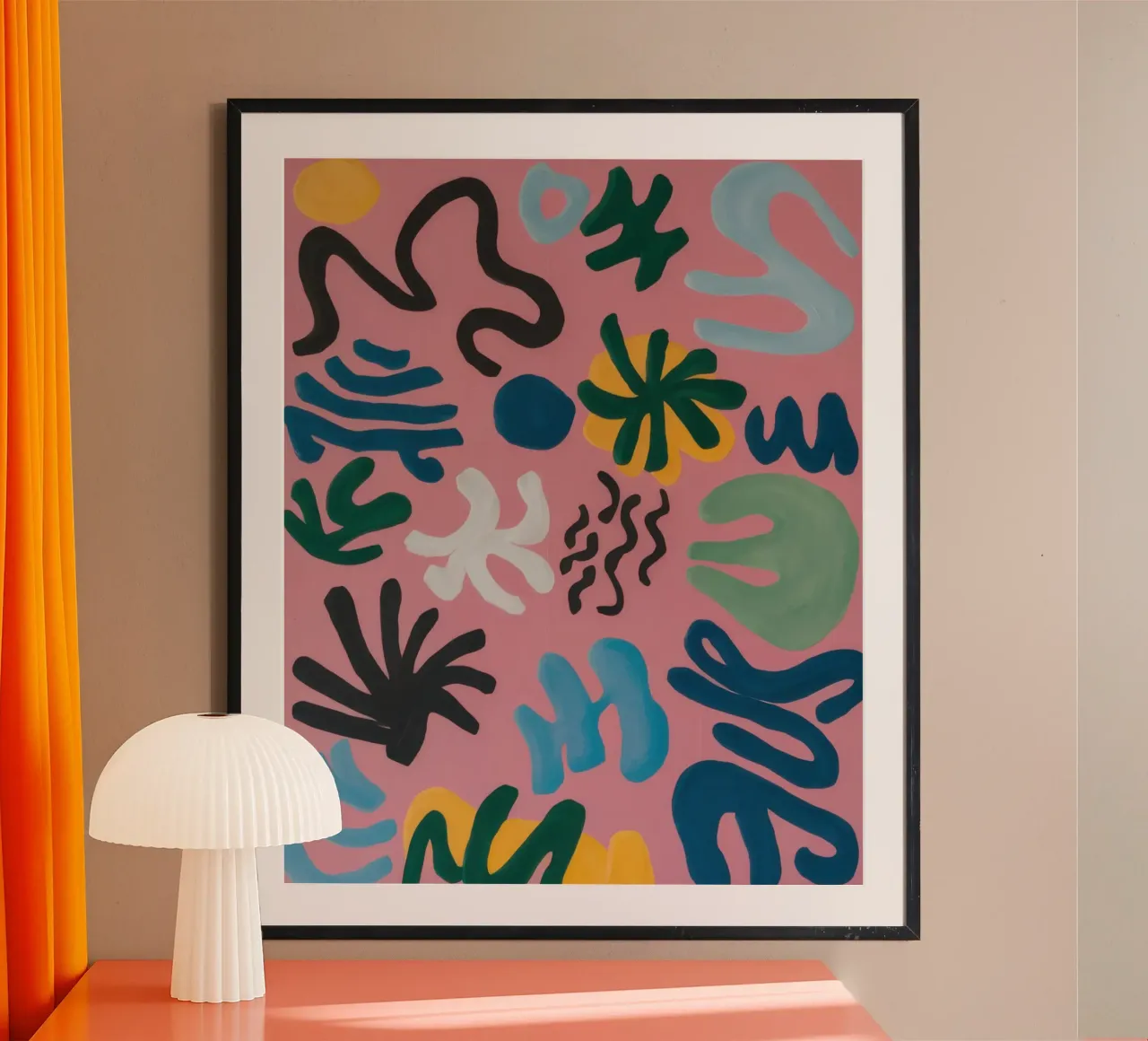 Medley di forme giocose poster con telaio in legno da Enter Bloom