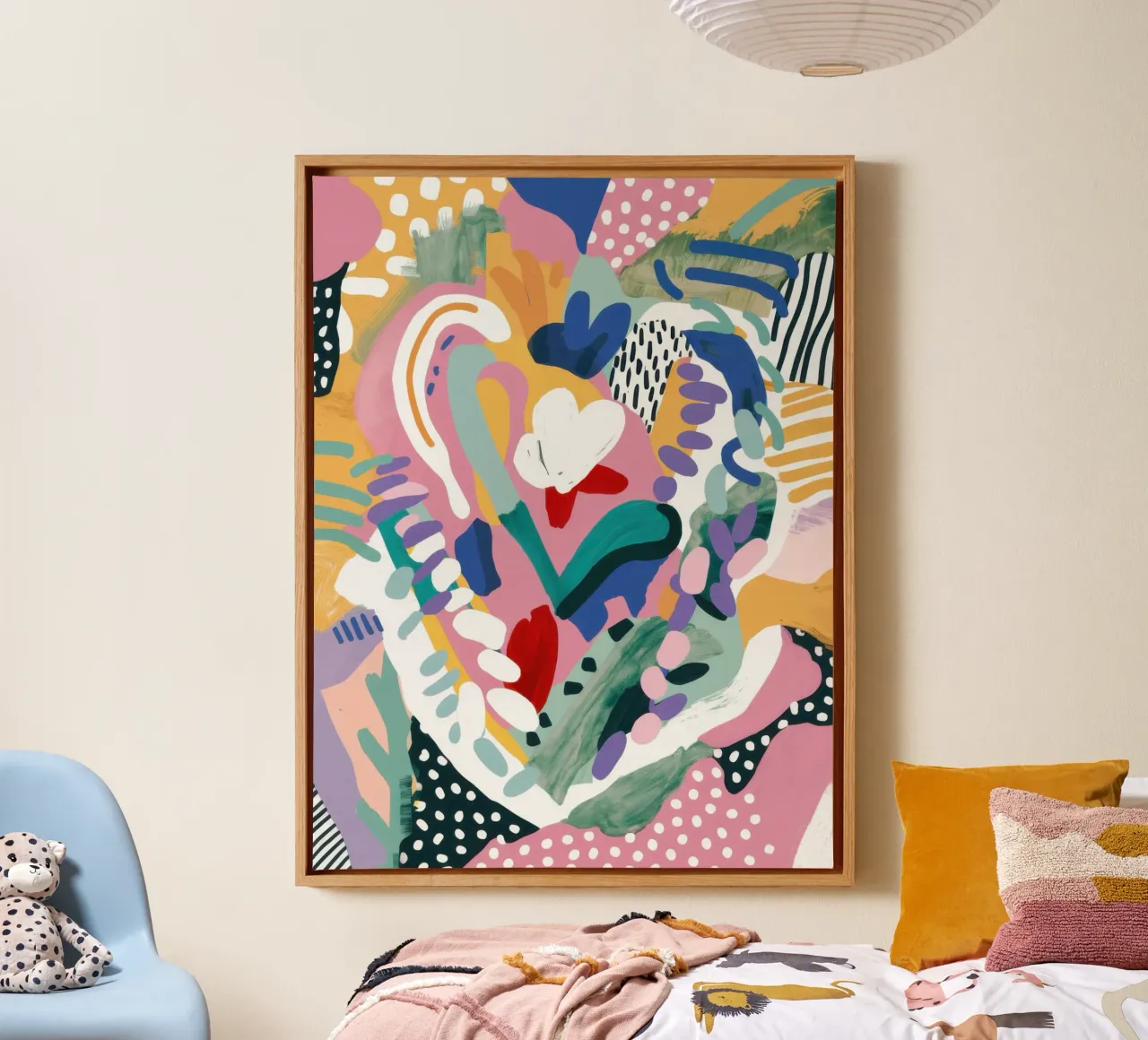 Vreugdevolle Chaotische Energie canvas met Baklijst van Orchid Patina