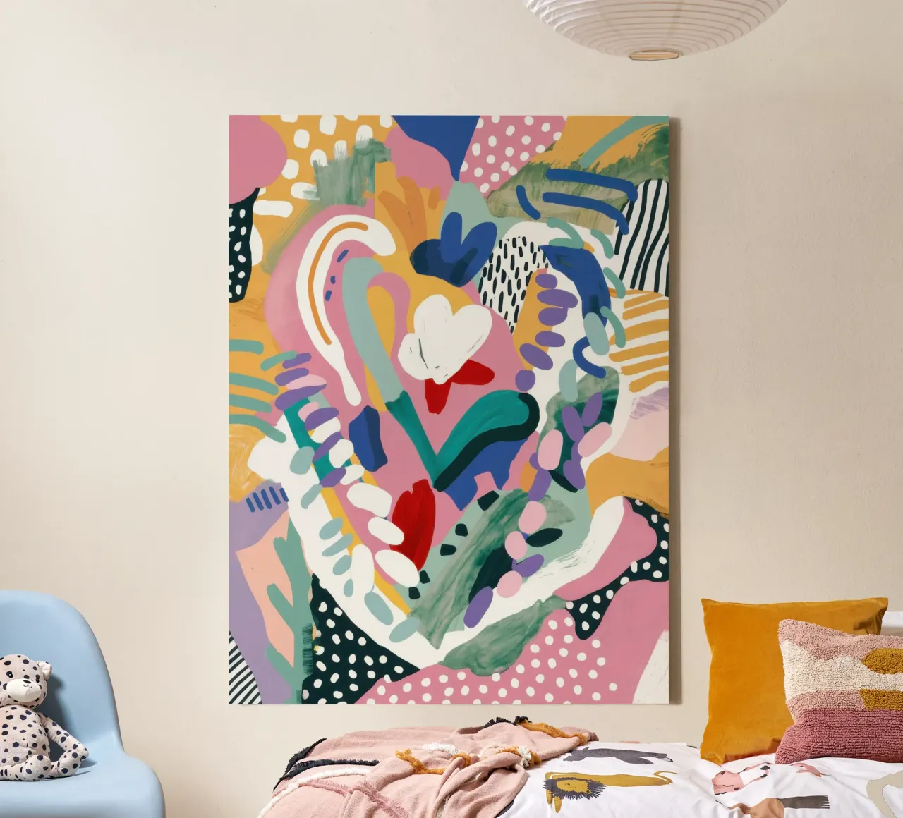 Vreugdevolle Chaotische Energie canvas met Baklijst van Orchid Patina