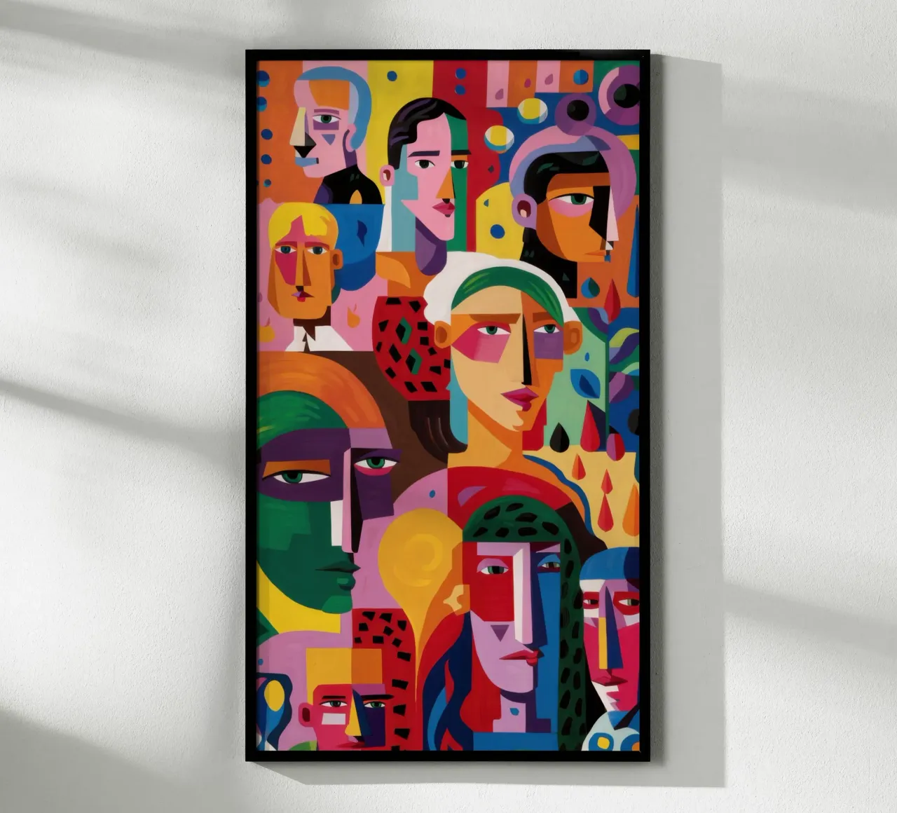 Mosaico di volti prismatici poster con telaio in alluminio da Enter Bloom