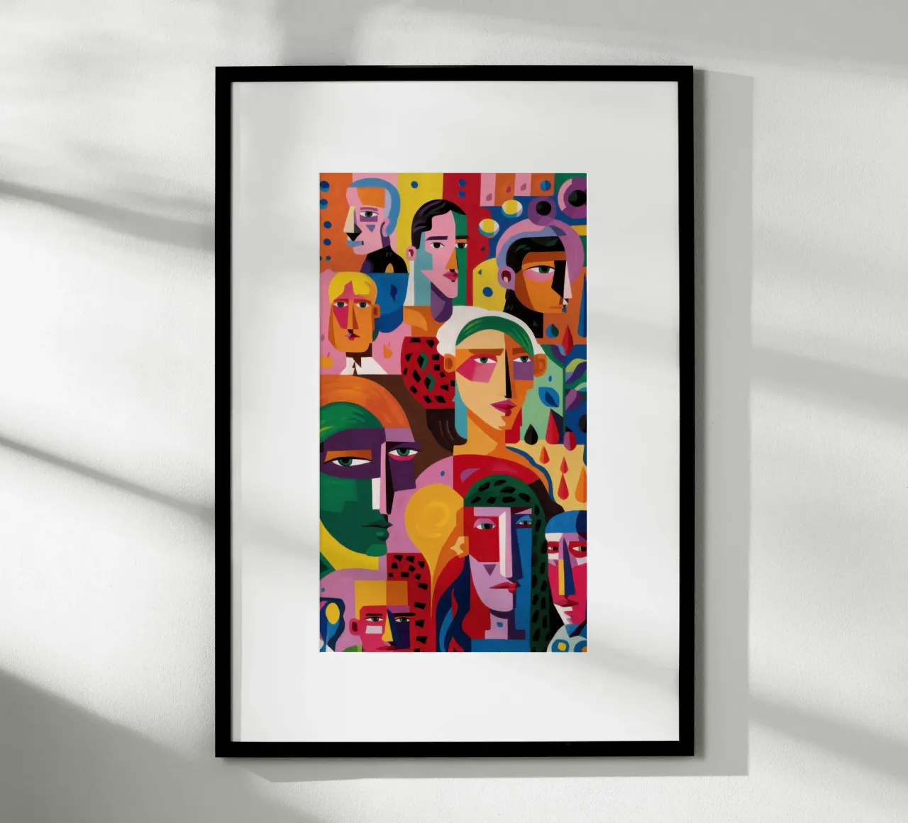 Mosaico di volti prismatici poster con telaio in alluminio da Enter Bloom