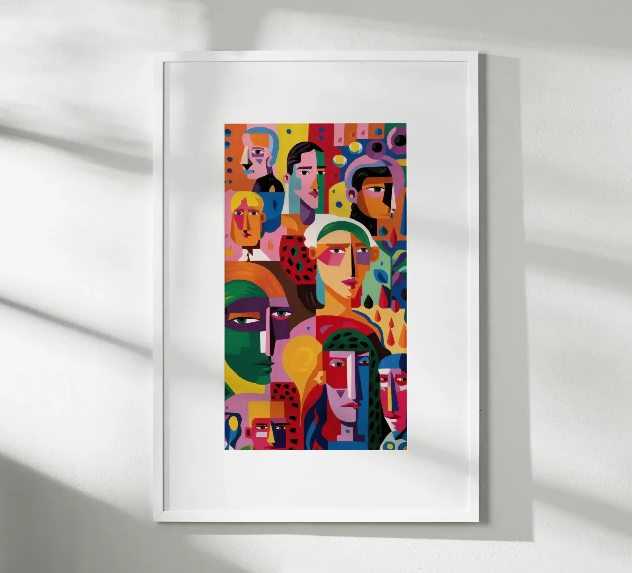 Mosaico di volti prismatici poster con telaio in alluminio da Enter Bloom