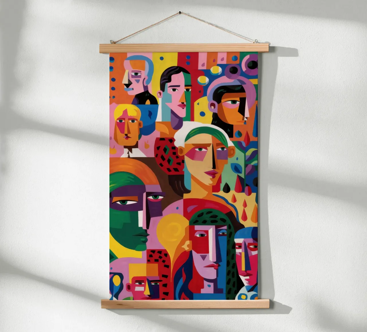 Mosaico di volti prismatici poster con telaio in alluminio da Enter Bloom