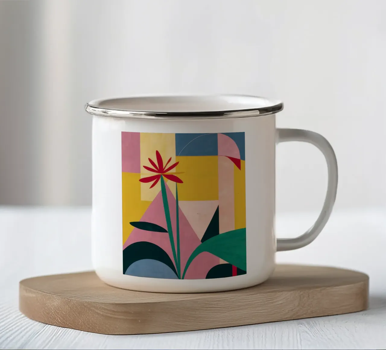 Forma geometrica del fiore tazza in smalto da Frame Aura