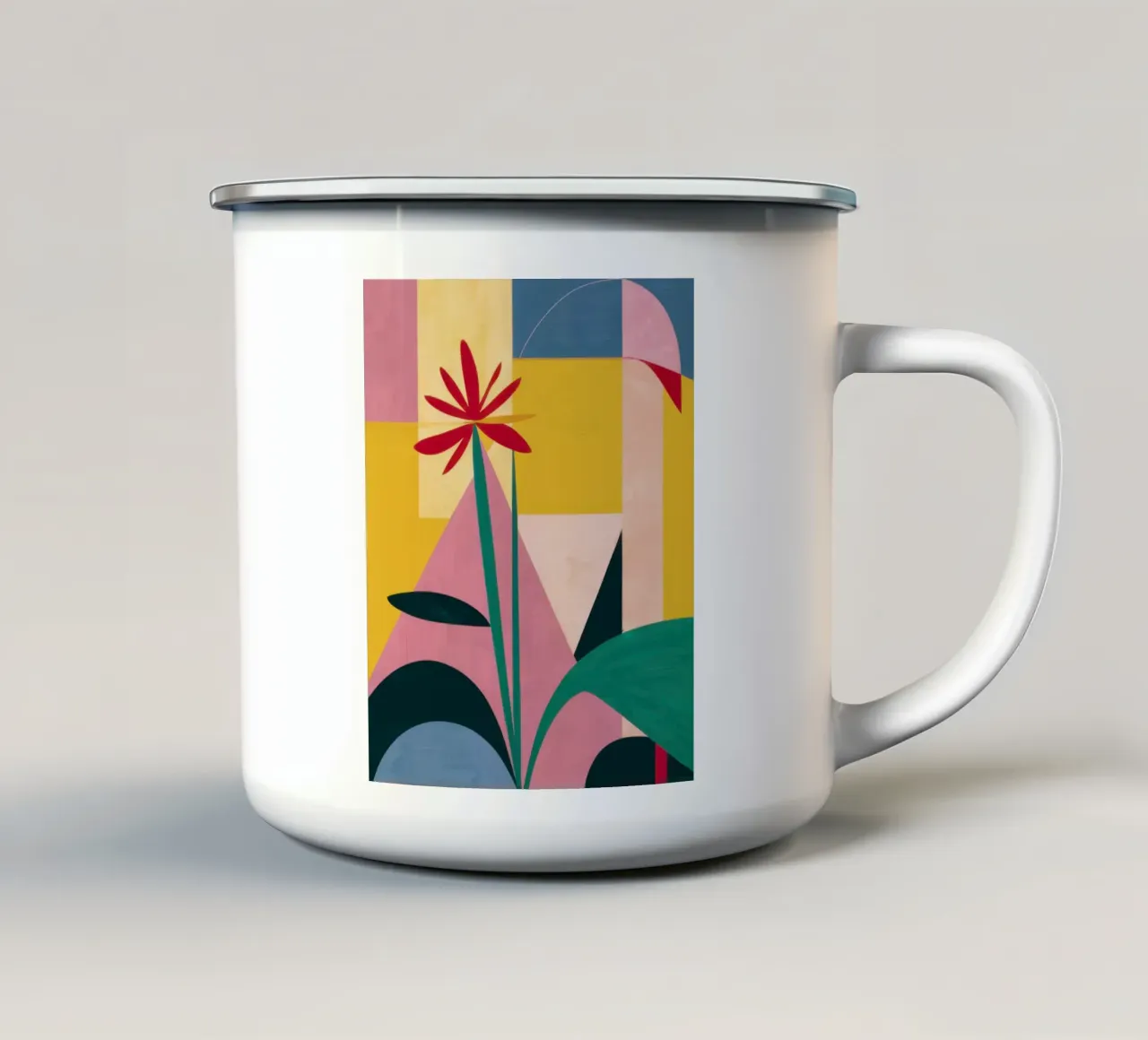 Forma geometrica del fiore tazza in smalto da Frame Aura