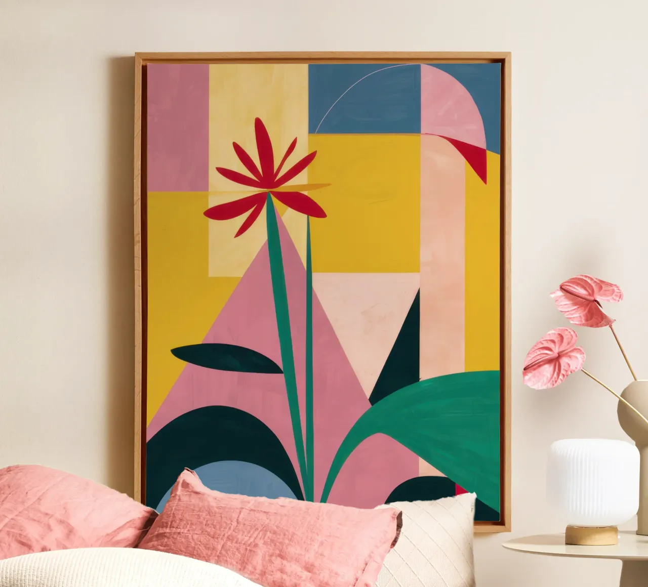 Forma geometrica del fiore tela con Cornice a cassetta da Frame Aura