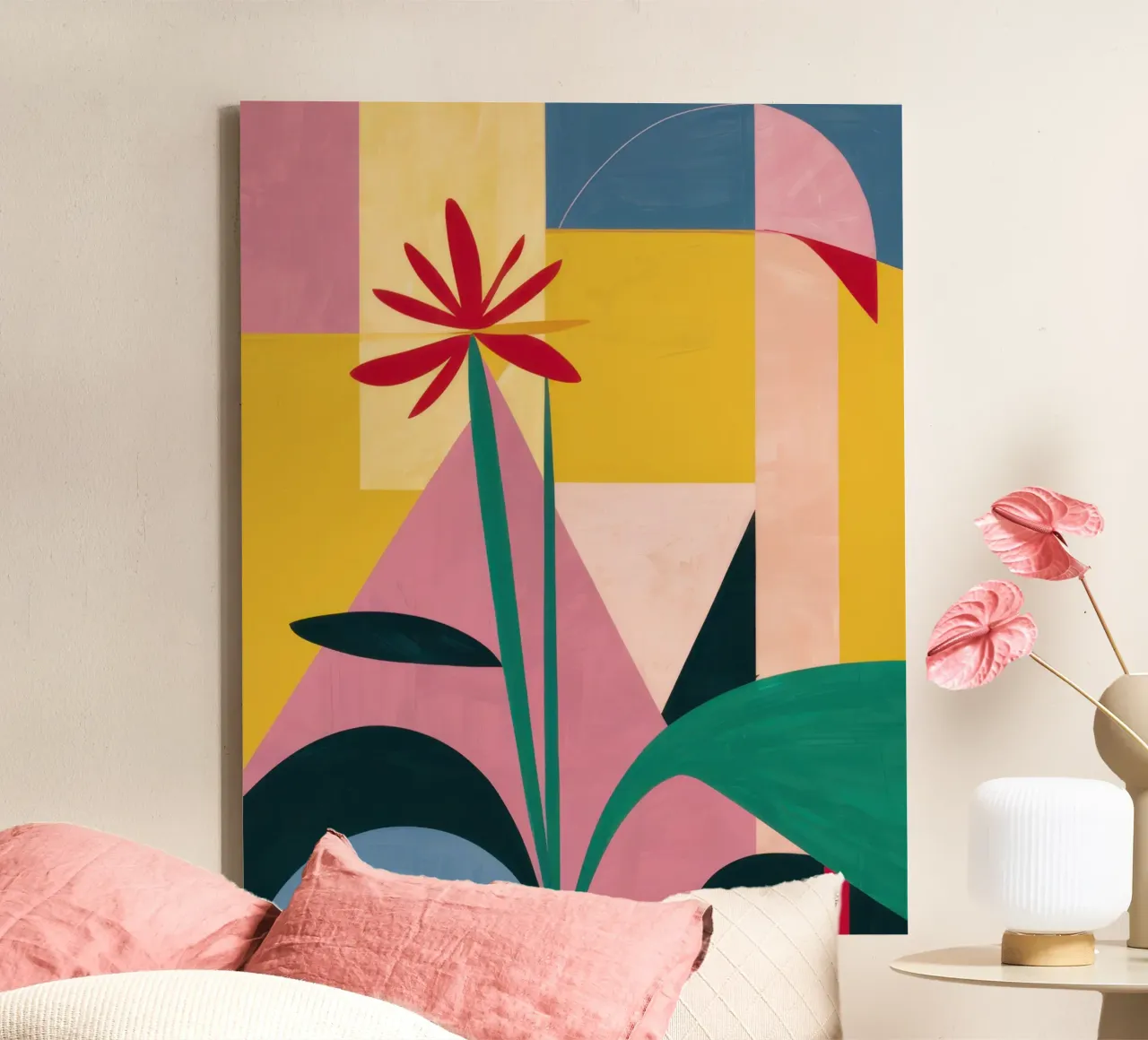 Forma geometrica del fiore tela con Cornice a cassetta da Frame Aura