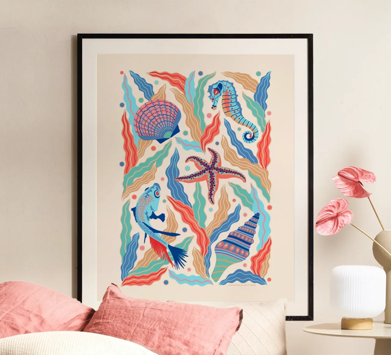 BELOW THE BLUE 4:5 poster con telaio in alluminio da Anastasia Mattern