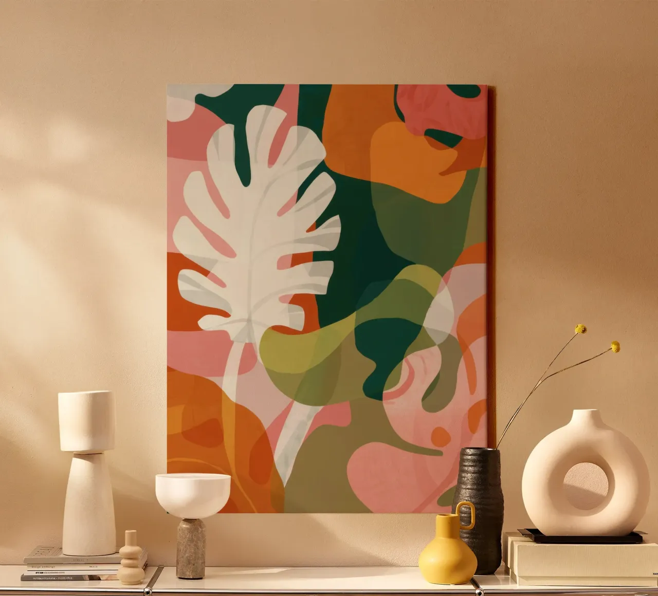 Strati tropicali terrosi tela con Cornice a cassetta da Orchid Patina