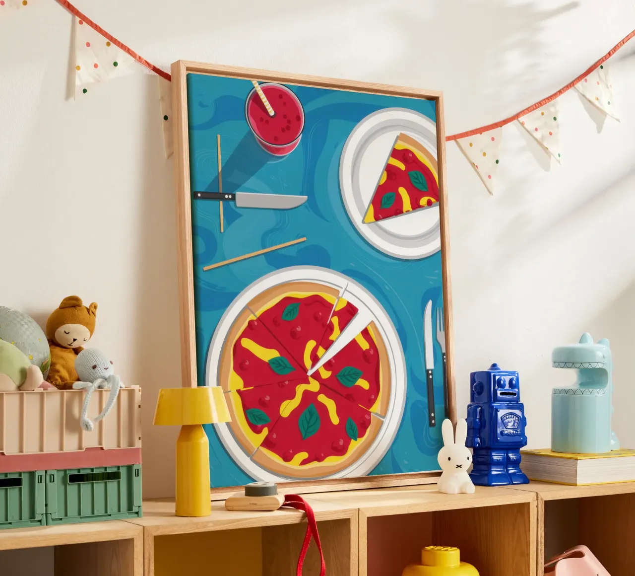 Perfekte Pizza-Nacht Leinwand mit Schattenfugenrahmen von Frame Aura