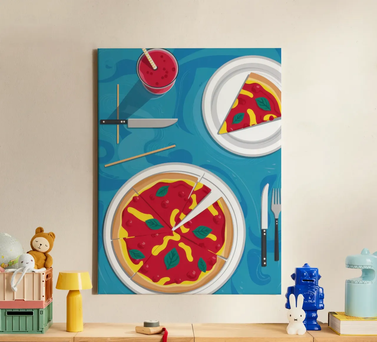 Perfekte Pizza-Nacht Leinwand mit Schattenfugenrahmen von Frame Aura
