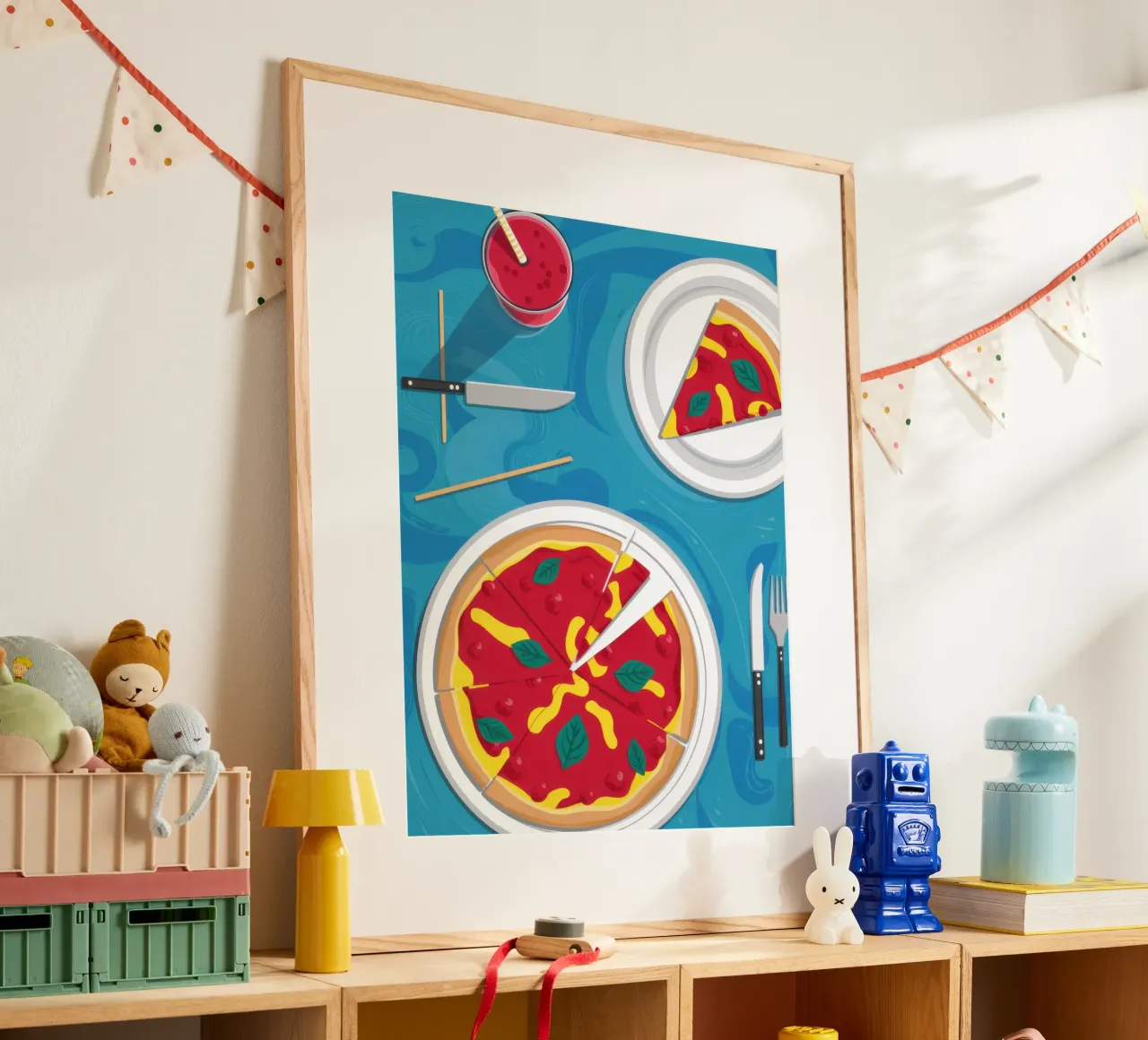 La perfezione della serata pizza poster con telaio in plastica da Frame Aura