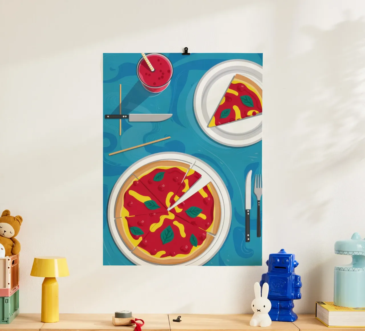 La perfezione della serata pizza poster con telaio in plastica da Frame Aura