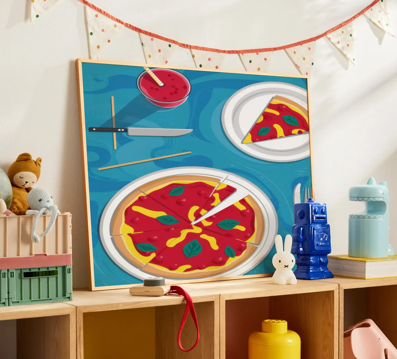 La perfezione della serata pizza poster con telaio in plastica da Frame Aura