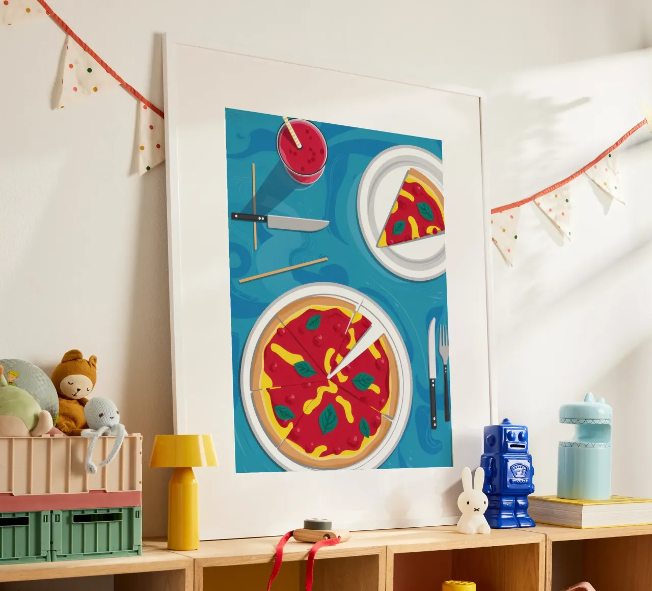 La perfezione della serata pizza poster con telaio in plastica da Frame Aura