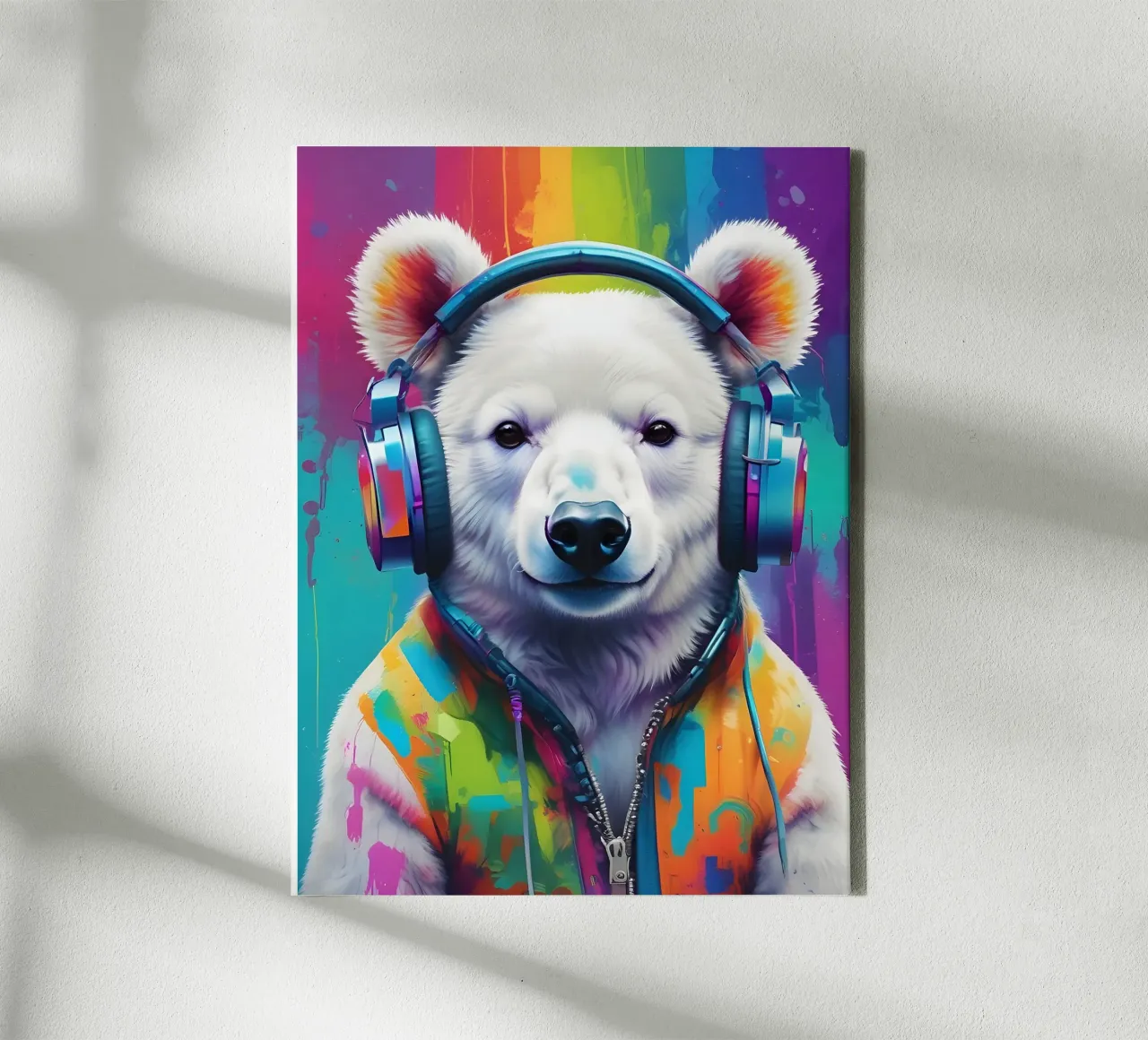 Ijsbeer meloman kunst canvas met Baklijst van MakArena