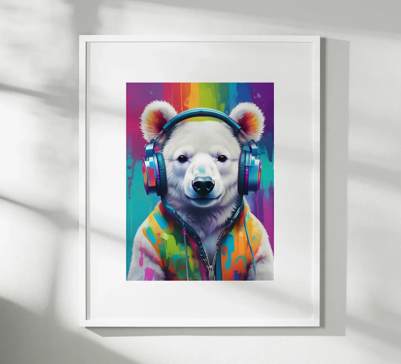 Melomane orso polare poster con telaio in legno da MakArena
