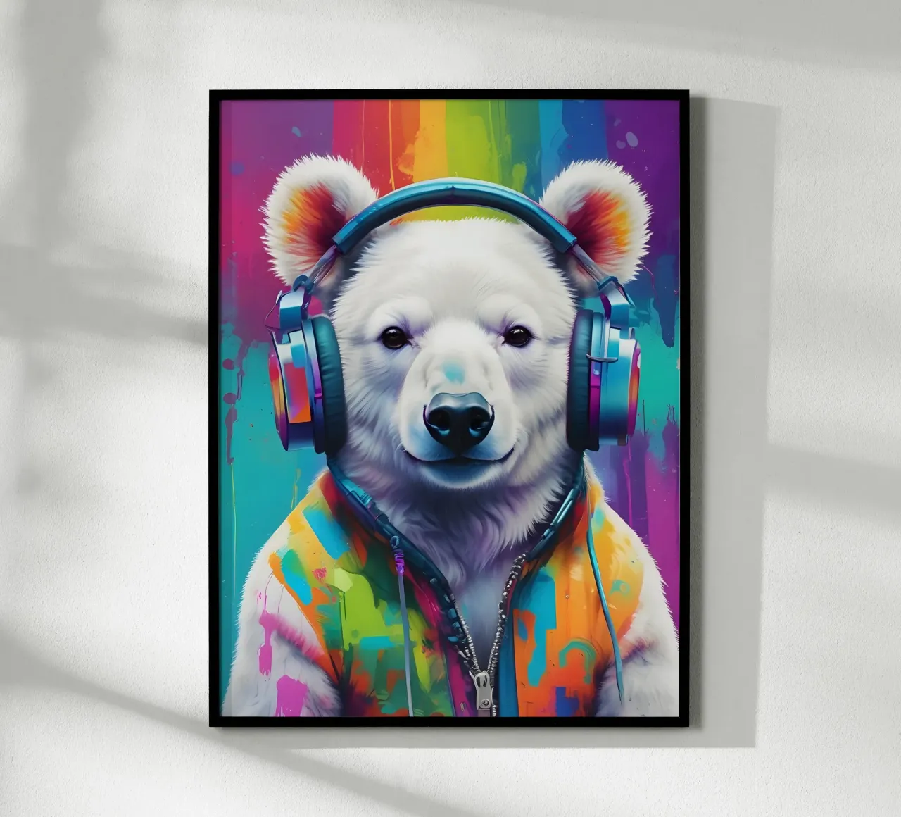 Melomane orso polare poster con telaio in legno da MakArena