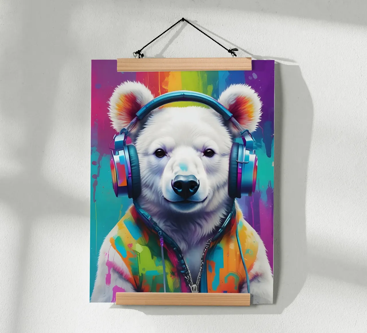 Melomane orso polare poster con telaio in legno da MakArena