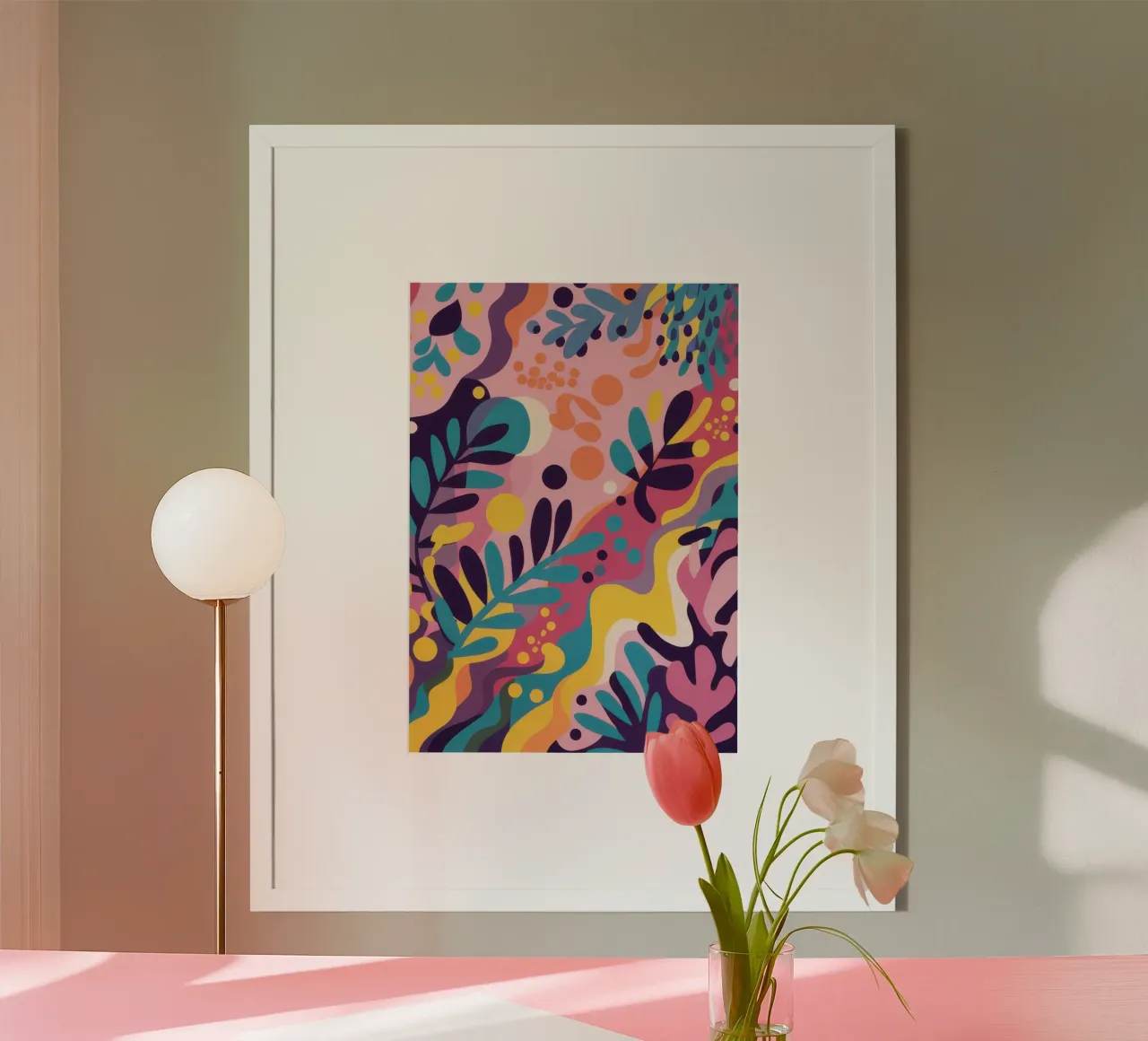 Sogno floreale notturno poster con telaio in plastica da Frame Aura