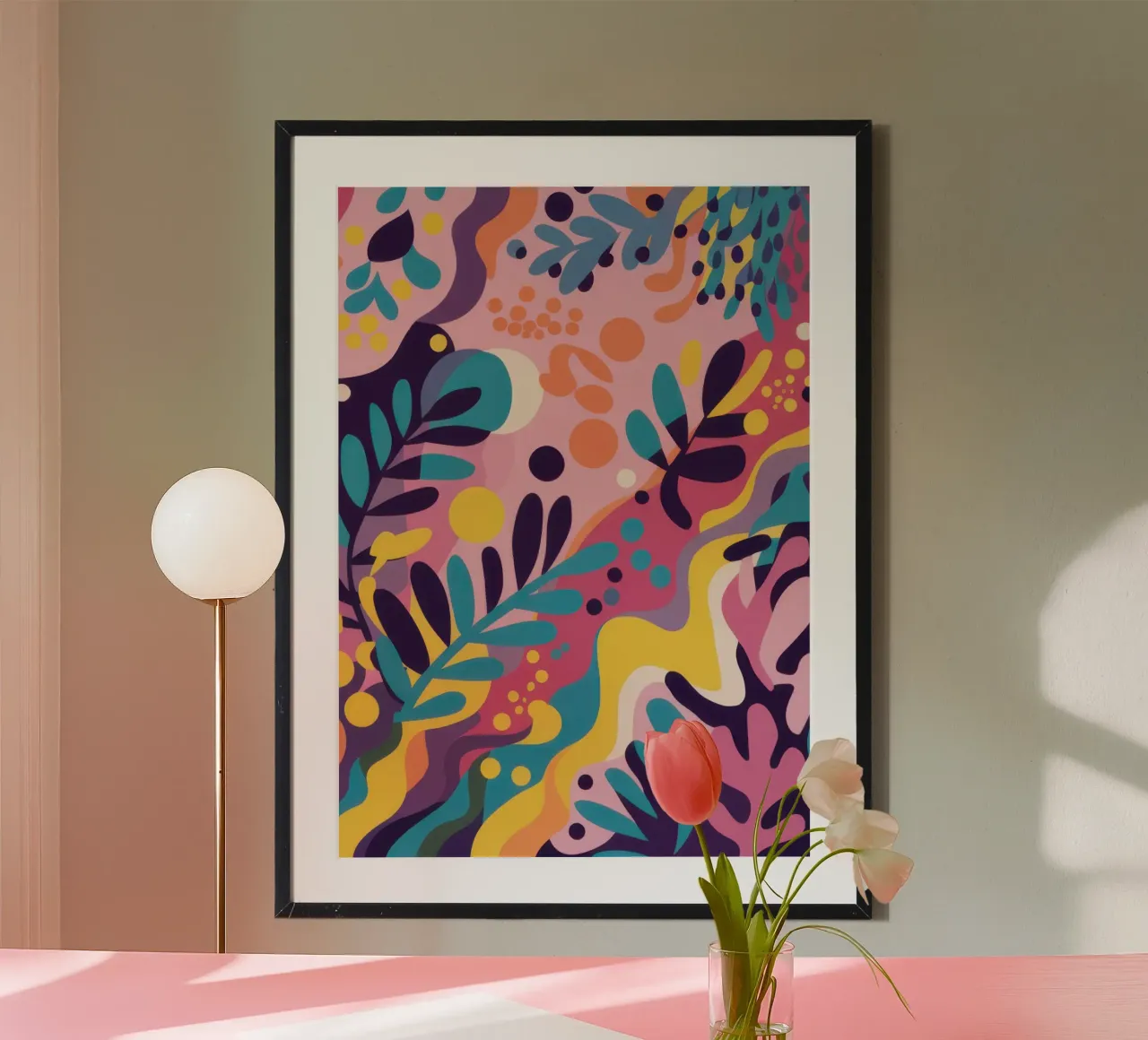 Sogno floreale notturno poster con telaio in plastica da Frame Aura