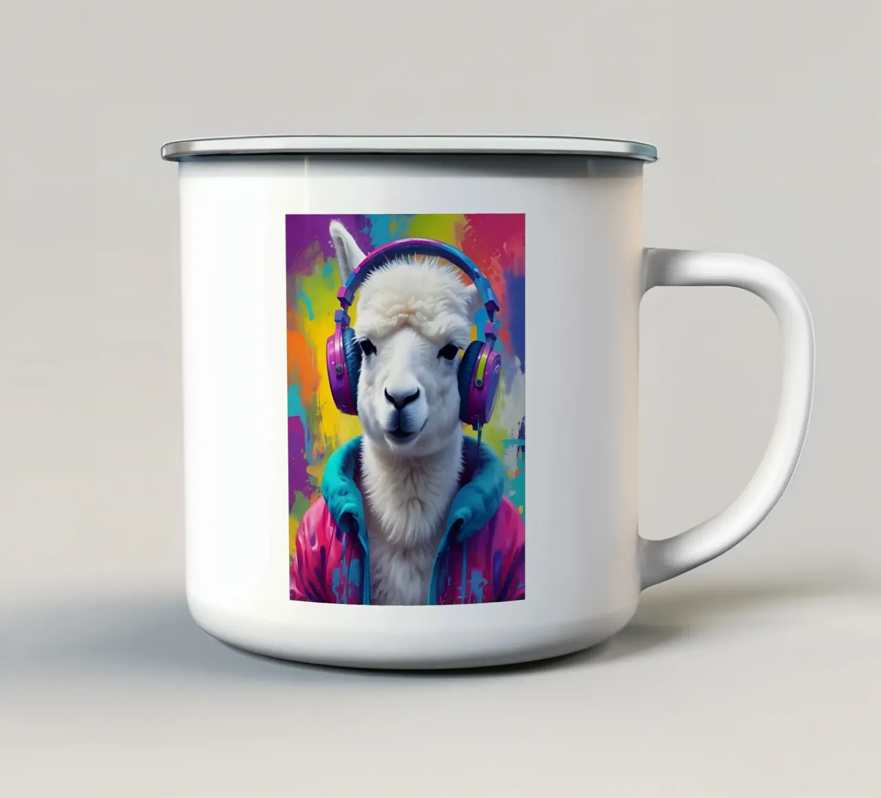 White lama meloman tazza in smalto da MakArena