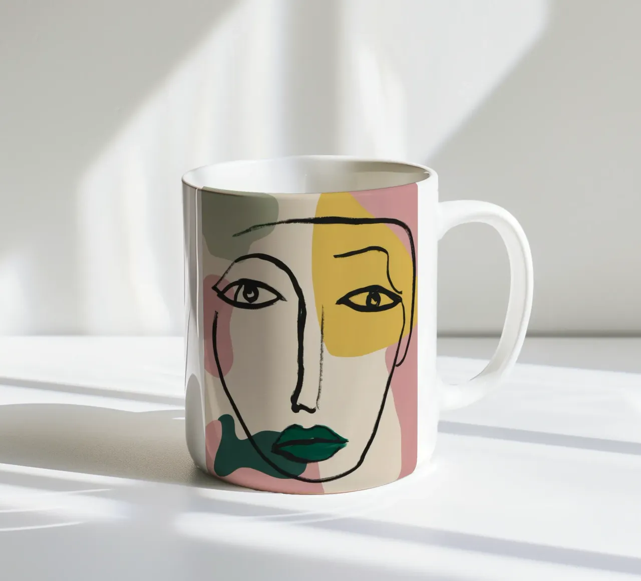 Ritratto lineare bifronte tazza in ceramica da Frame Aura